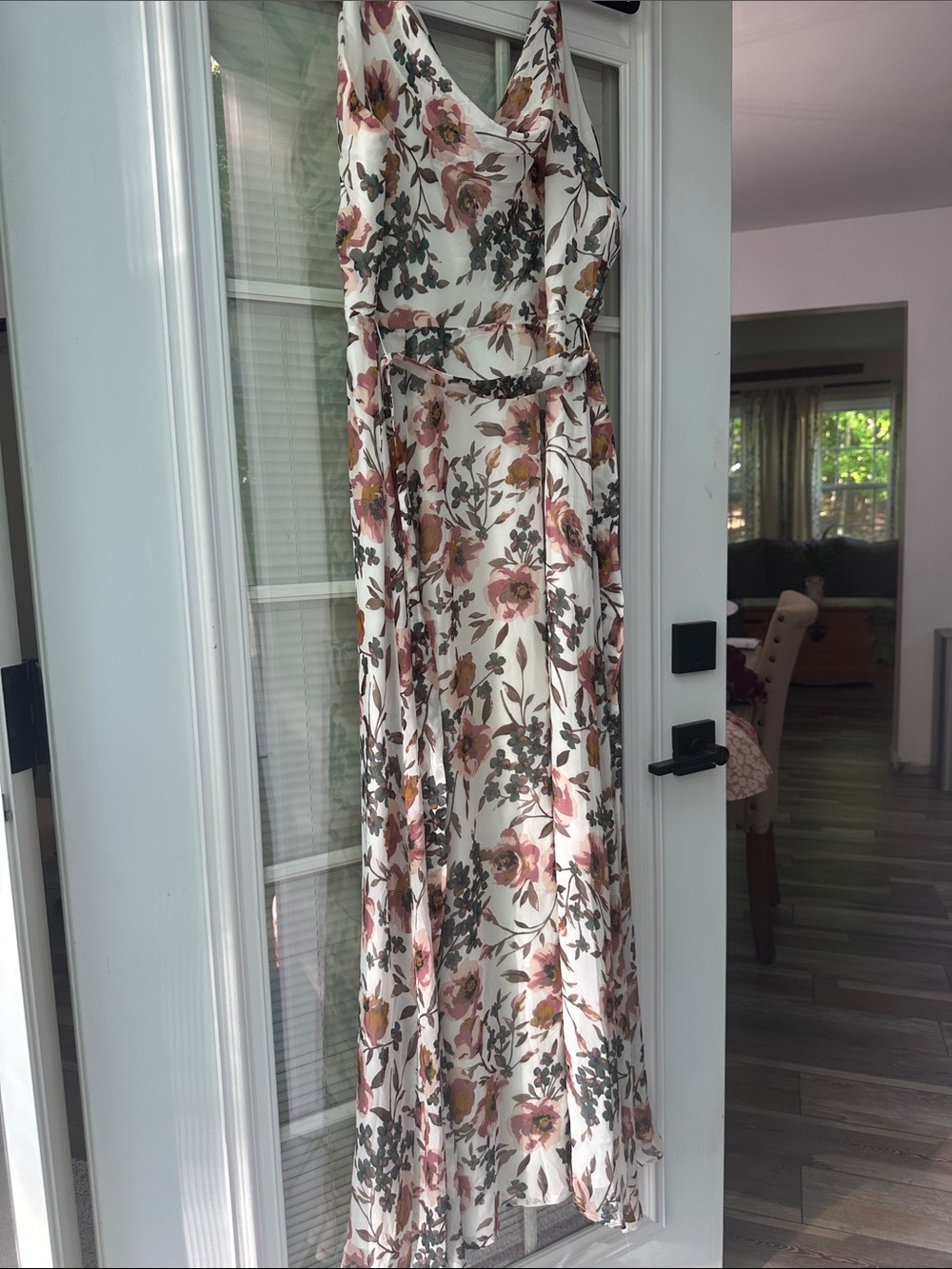 Lulu's Floral Cowl Neck Maxi Dress in Cream and Rose